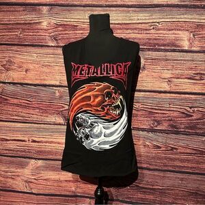 Metallica Women's Medium Black Shirt Top Blouse Customized Woven Back Cut Out
